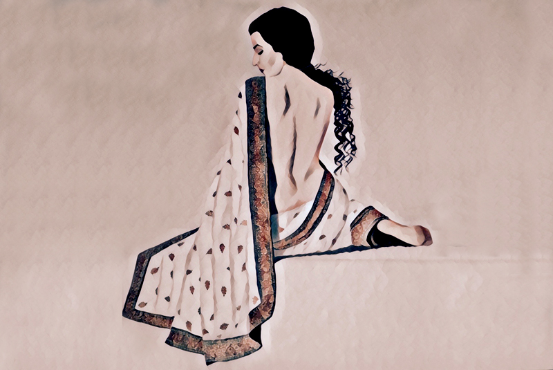 woman_sitting_sari_madras_courier